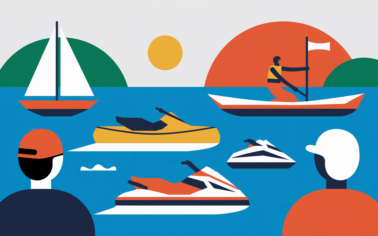 Plusieurs embarcations sports nautiques sur eau