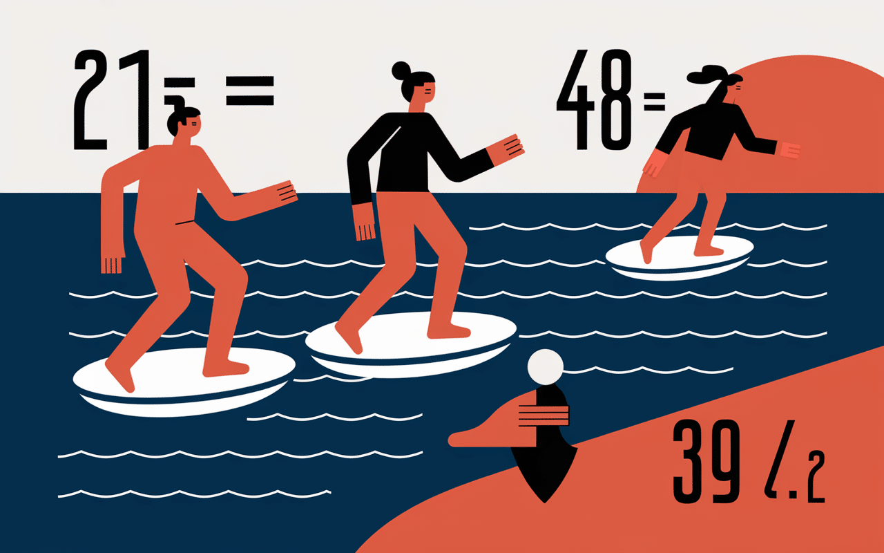 tableau conversion 24h 48h personnages surf et ocean