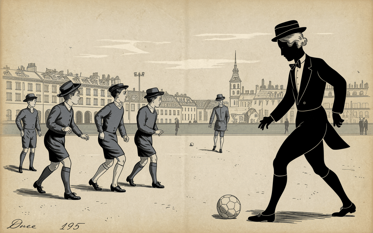 Scène vintage AJA 1905 jeunes joueurs football Auxerre