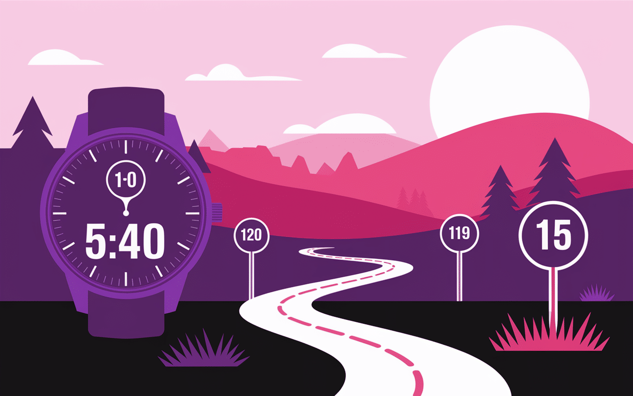 Montre affiche 5:40 allure semi marathon moins de 2h