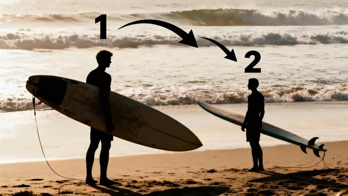 deux surfeurs planches surf progression