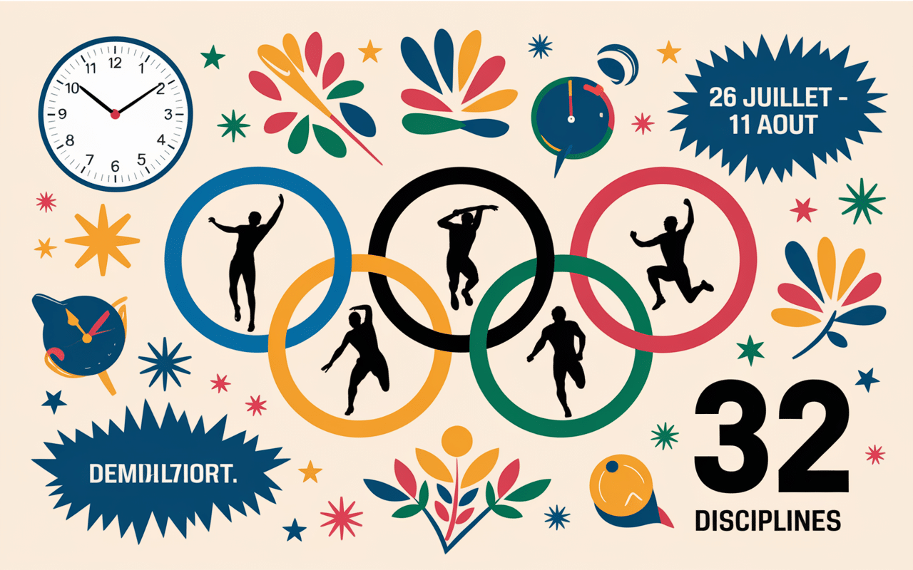 Illustration calendrier olympique Paris 2024 épreuves clés