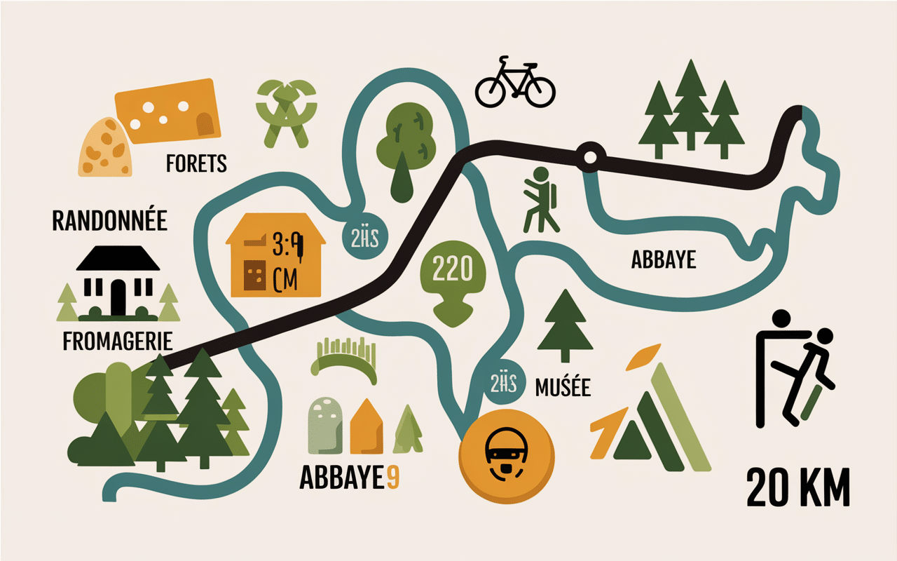 Carte stylisée incontournables Maroilles 20 km.