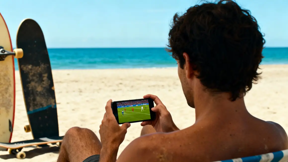 match euro 2024 streaming sur smartphone plage surf
