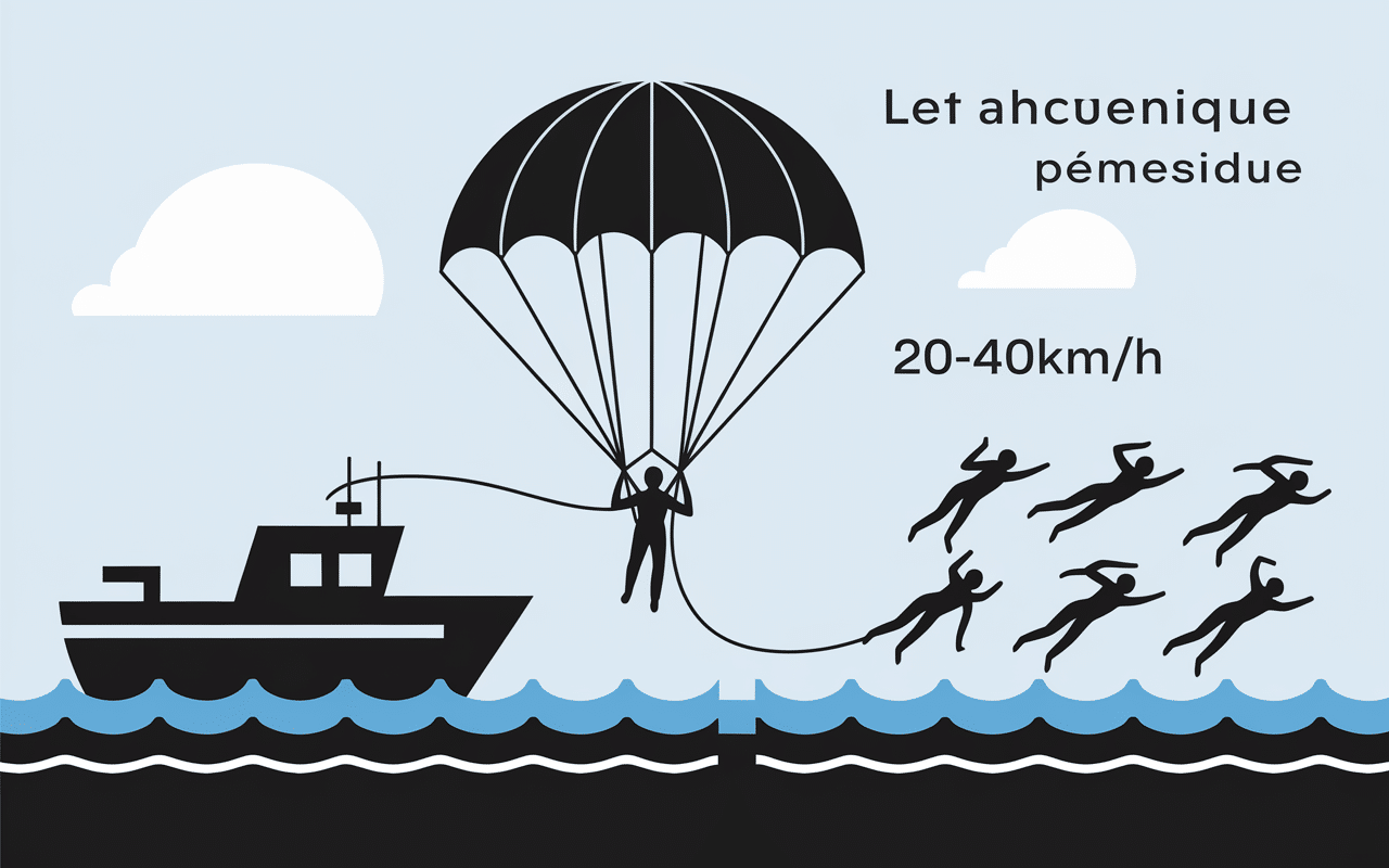 schema parachute ascensionnel câble voile vitesse