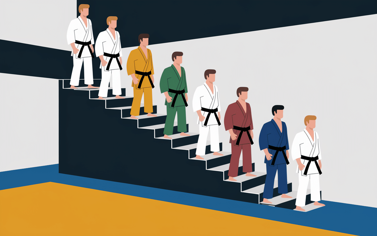 echelle ceintures judo couleurs personnages