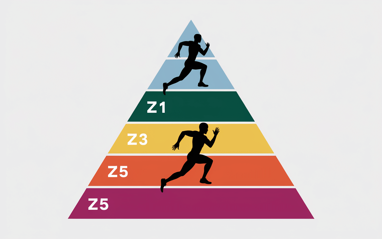 Pyramide zones cardiaques sportifs Z1-Z5 niveaux